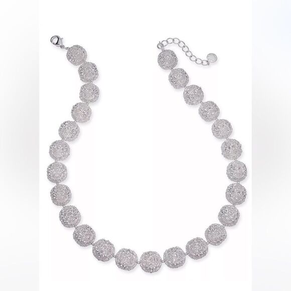 CHARTER CLUB Silver-Tone Filigree Ball All-Around Necklace, 18" + 2" extender - Picture 1 of 9